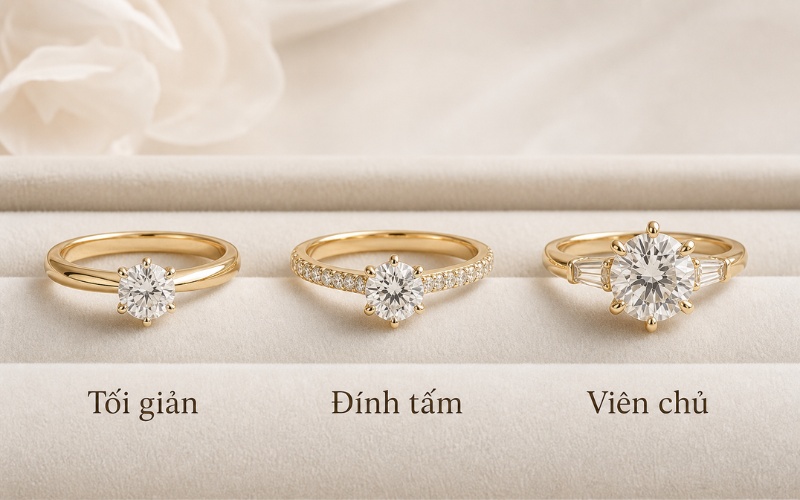 Các kiểu nhẫn cầu hôn thiết kế solitaire phổ biến hiện nay