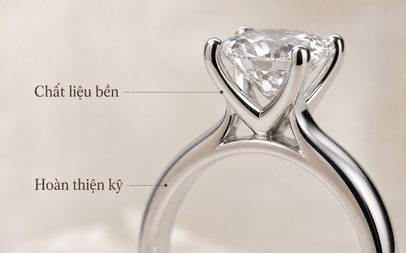 Chấu giữ đá, thân nhẫn và độ hoàn thiện bề mặt của nhẫn cầu hôn