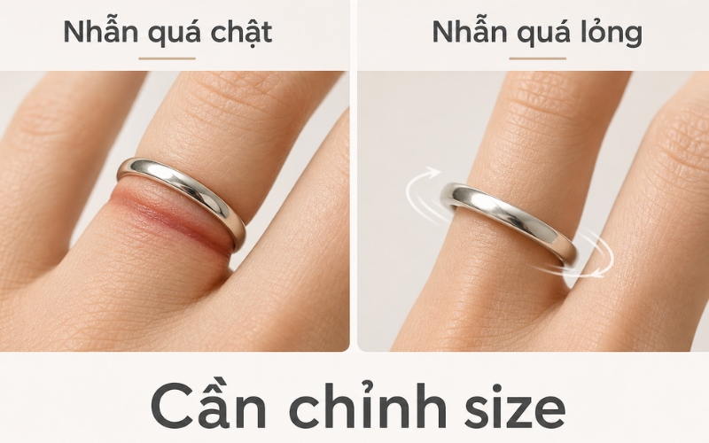 Không nên đổi sang ngón giữa ngay nếu nguyên nhân chính là nhẫn chưa đúng size