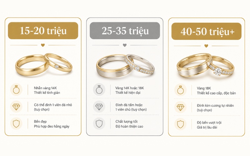 Cấu hình và thiết kế nhẫn phù hợp theo từng khoảng ngân sách