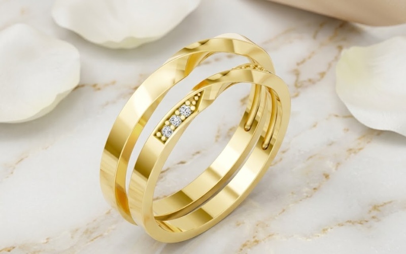 Nhẫn cưới H90 mang vẻ đẹp cổ điển giao thoa hơi thở hiện đại với đường nét vô cực chìm sâu vào thân nhẫn một cách khéo léo