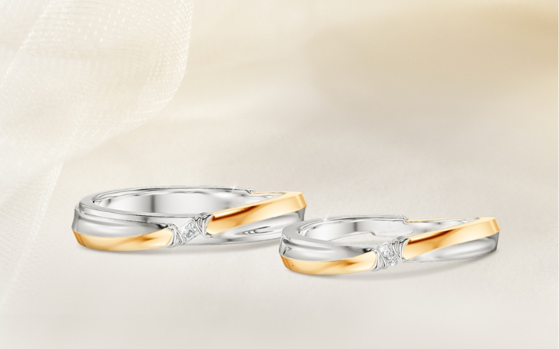 Kiểu nhẫn cưới Infinity Love hiện đại phối hai sắc vàng