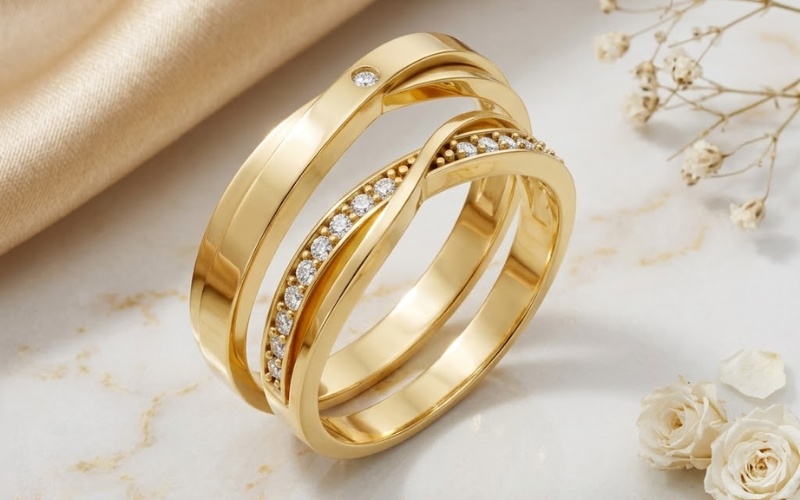 Nhẫn cưới S141 sở hữu đường nét uốn lượn mềm mại tạo hình biểu tượng vô cực đầy tinh tế ở phần trung tâm