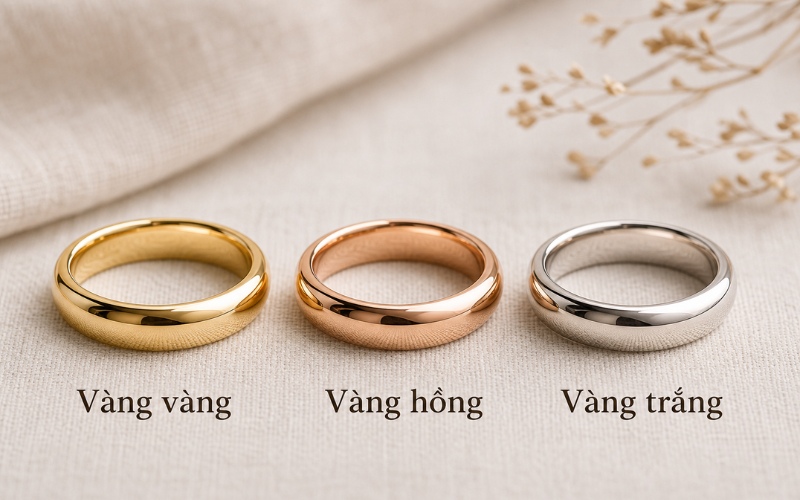 Phối nhẫn cưới và nhẫn đính hôn theo tông màu vàng