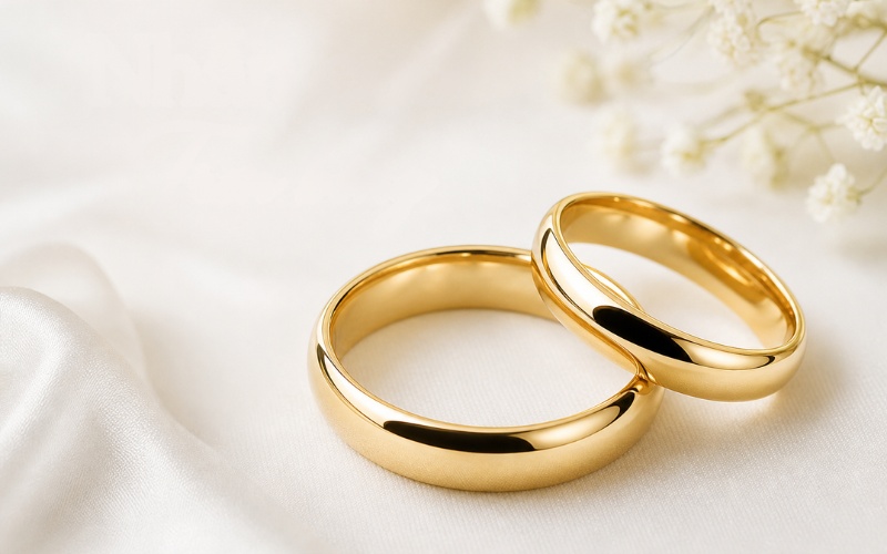 Nhẫn cưới trơn bề mặt bóng cho cặp đôi