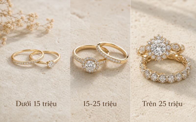 Nhẫn cưới kim cương theo từng mức ngân sách