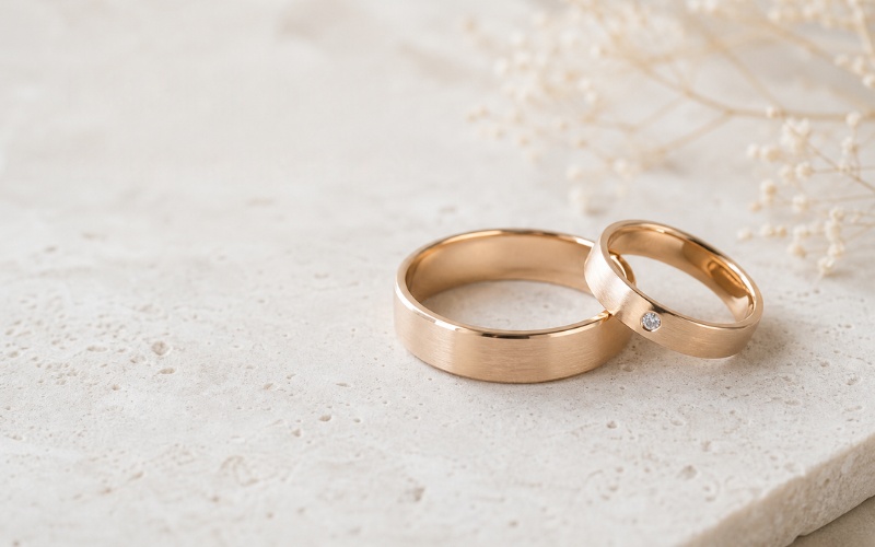 Nhẫn cưới vàng tây với thiết kế tối giản và thanh lịch