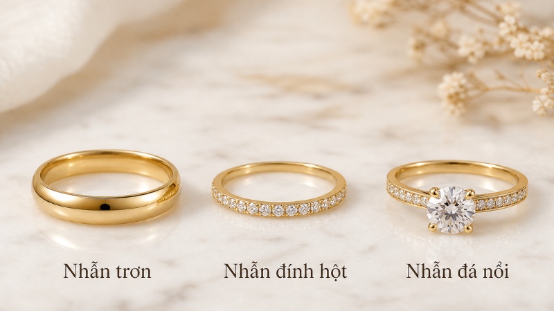 Nhẫn đính đá nổi bật hợp với người muốn hiệu ứng thẩm mỹ rõ hơn ngay khi nhìn vào tay