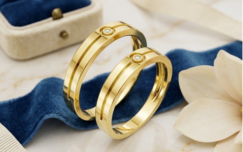 Nhẫn cưới A106 thu hút mọi ánh nhìn bởi thiết kế đai nhẫn trơn được bo tròn mềm mại