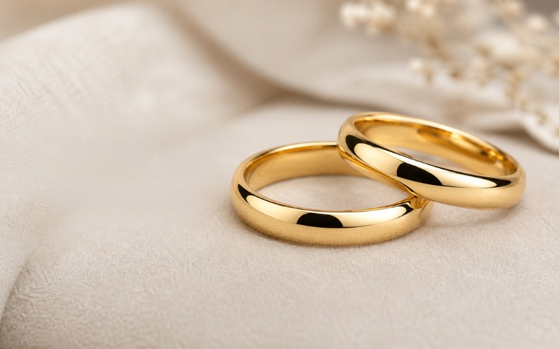 Nhẫn cưới vàng Ý 18K thiết kế tối giản và thanh lịch