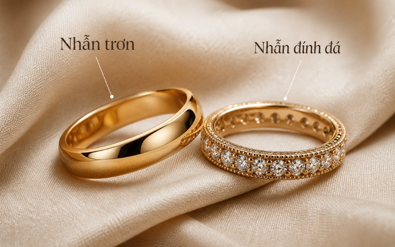 Chọn kiểu dáng thực tế của cặp nhẫn cưới như nhẫn trơn hoặc đính đá