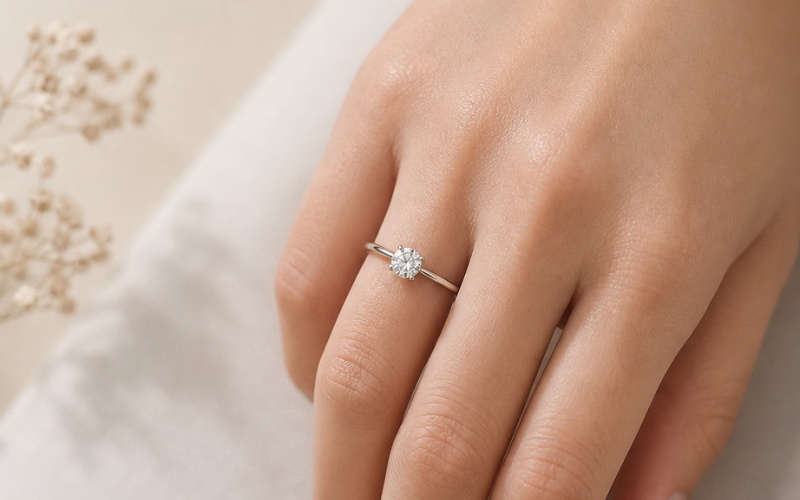 Nhẫn đính hôn đính kim cương phong cách tối giản