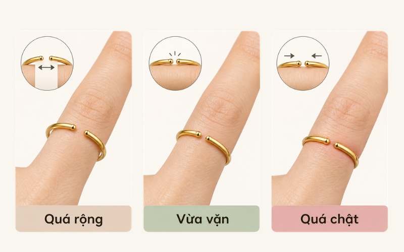 Dấu hiệu nhẫn free size chưa phù hợp với tay