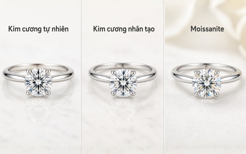 Moissanite là loại đá trang sức sở hữu độ bắt sáng cao nhưng hoàn toàn không phải kim cương