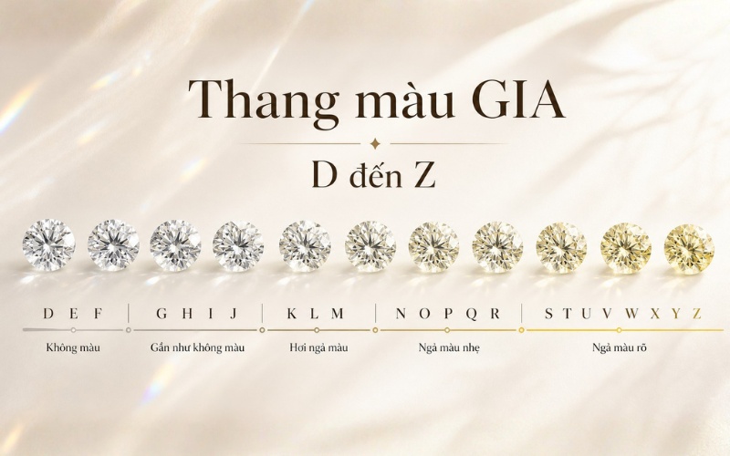 Bảng nước màu kim cương theo thang đo GIA