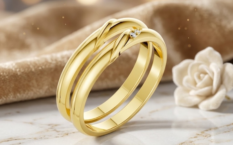 Nhẫn cưới A252 sở hữu phong cách hiện đại lãng mạn với thiết kế đai "Twist" vặn xoắn