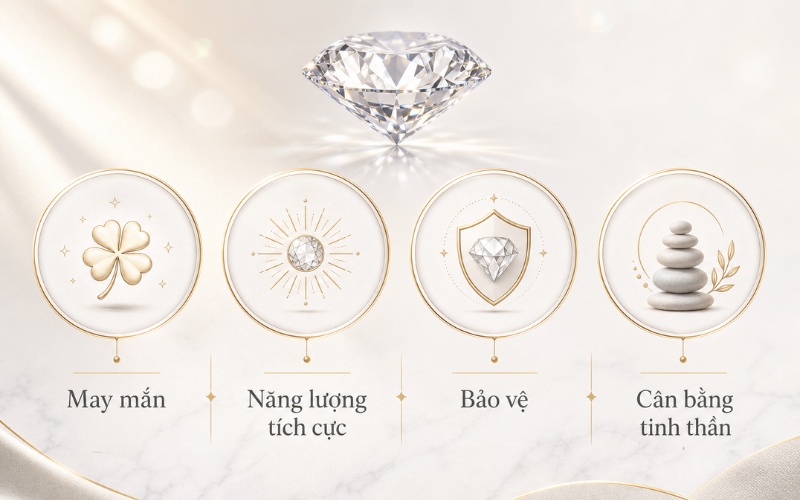 Ý nghĩa phong thủy phổ biến của kim cương