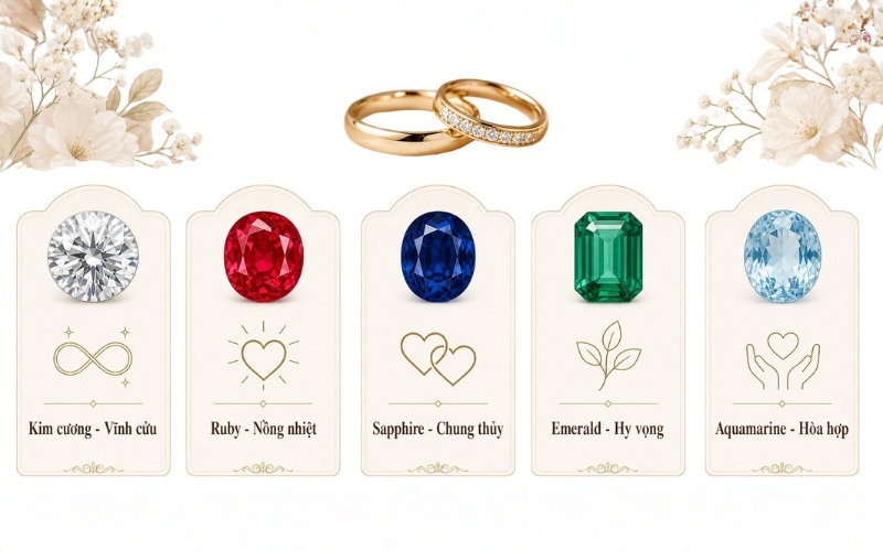 Nên chọn đá gì cho nhẫn cưới theo ý nghĩa
