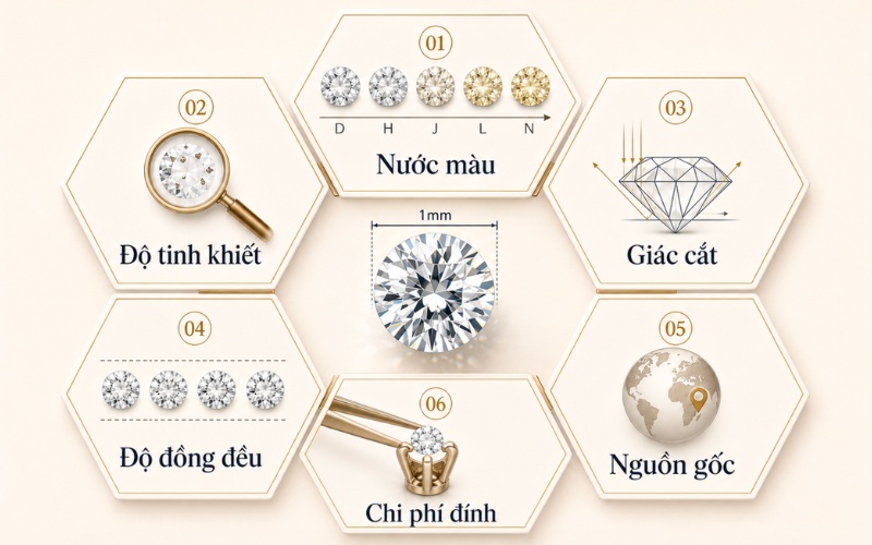 Các yếu tố ảnh hưởng giá kim cương 1 ly