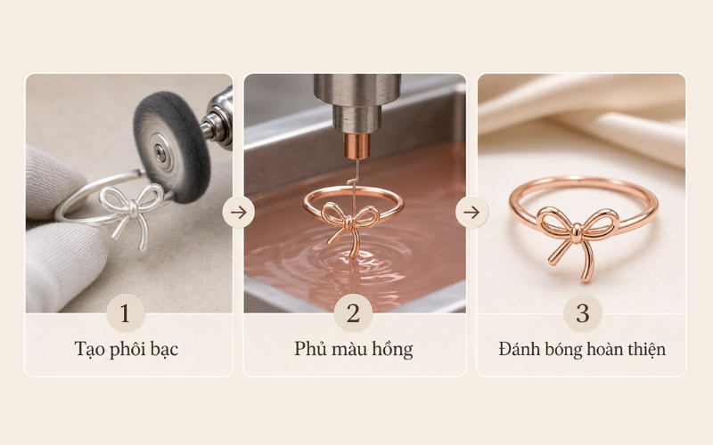 Quy trình chế tác bạc xi vàng hồng