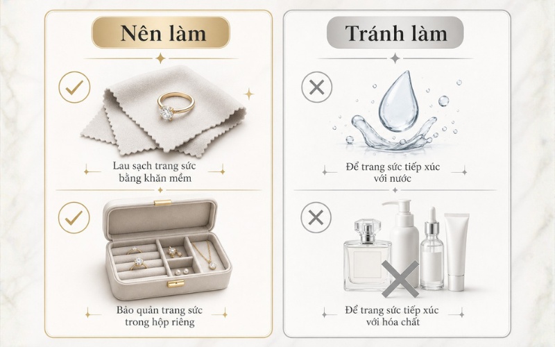 Bảo quản bạc xi vàng trắng để giữ màu lâu hơn