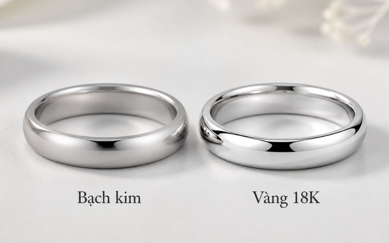 Nhẫn bạch kim và nhẫn vàng trắng 18K