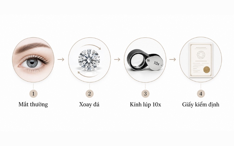 Cách kiểm tra blemish khi xem kim cương thực tế