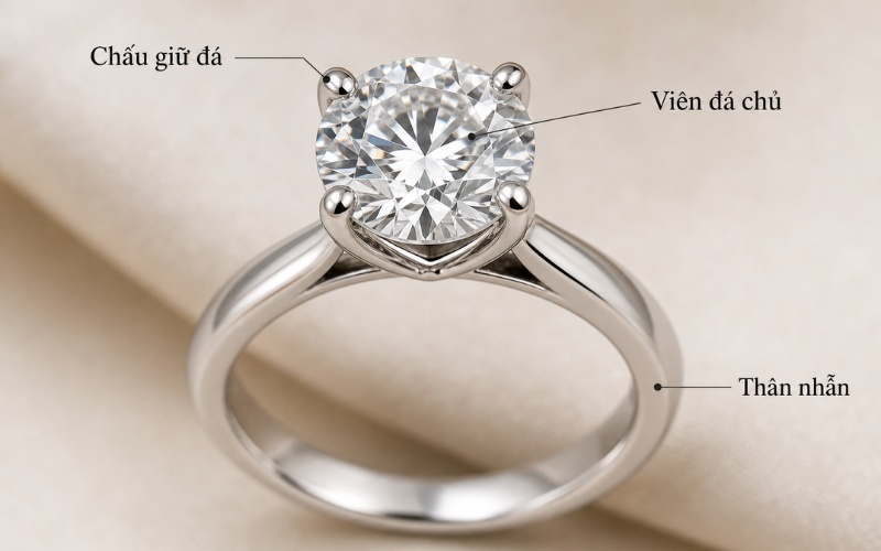 So đồ vị trí chấu giữ đá trên nhẫn kim cương