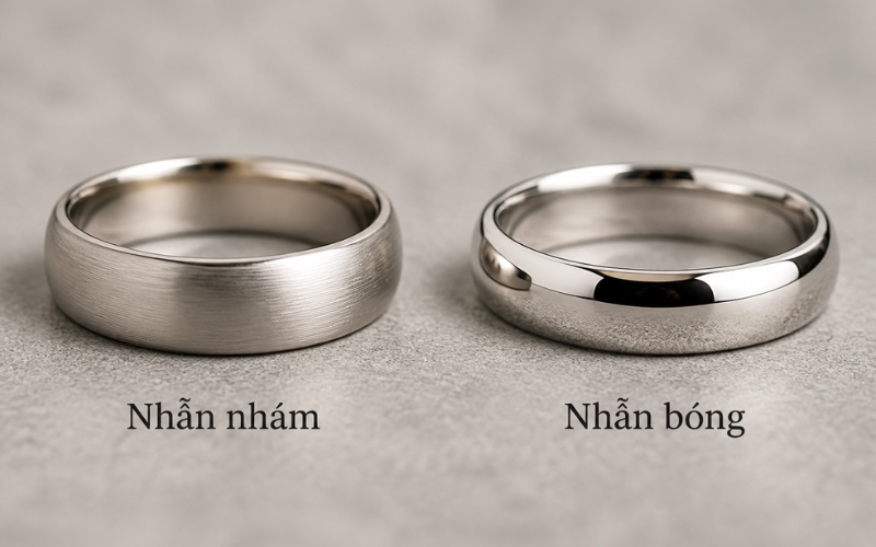 So sánh nhẫn cưới nhám và nhẫn trơn bóng