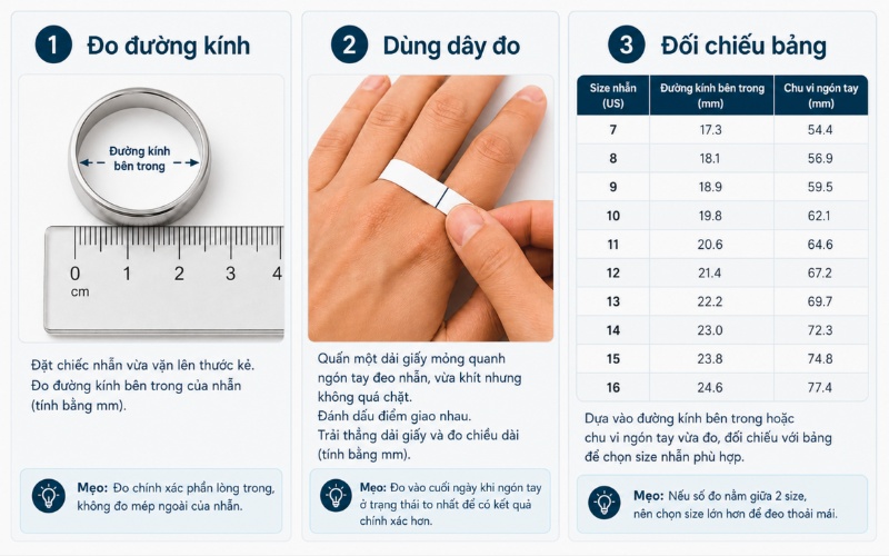 Cách đo size nhẫn nam tại nhà