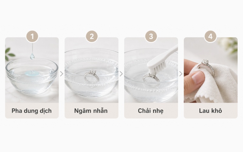 Các bước làm sạch nhẫn cưới vàng trắng tại nhà