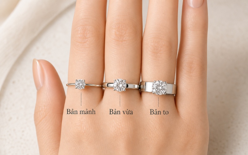 Bản nhẫn mảnh là lựa chọn lý tưởng cho đôi tay nhỏ nhắn, thon gọn