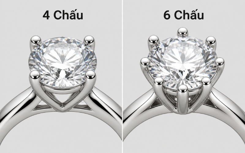Chấu giữ đá trên ổ nhẫn kim cương