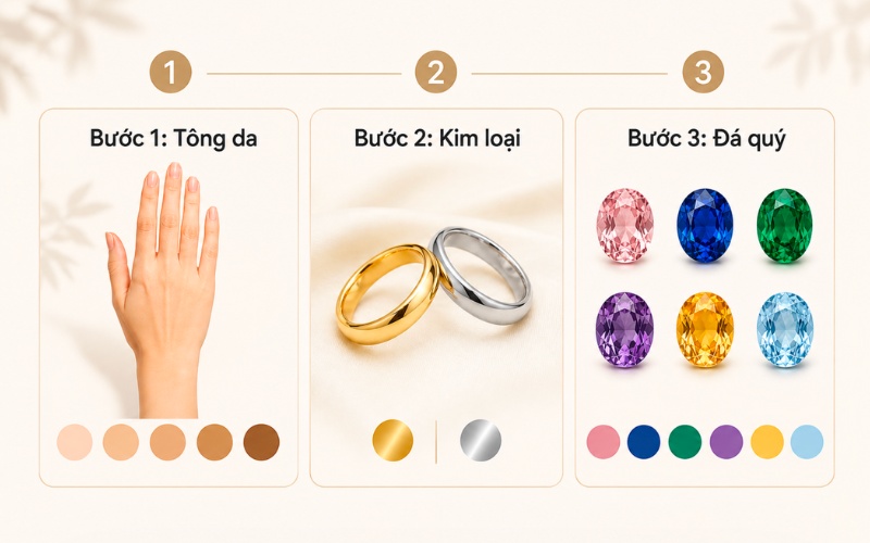 Quy trình chọn trang sức phù hợp màu da