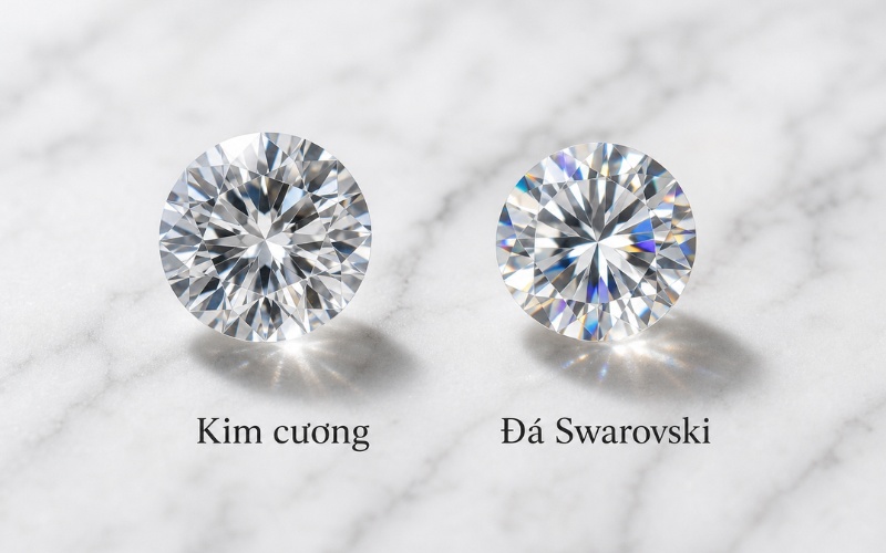 So sánh độ lấp lánh của đá Swarovski và kim cương tự nhiên