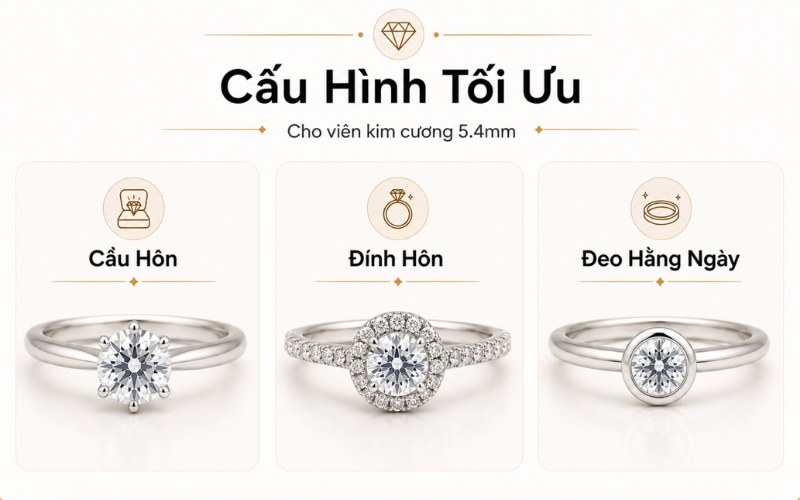 Cấu hình kim cương 5ly4 đáng mua cho nhẫn cầu hôn và đính hôn