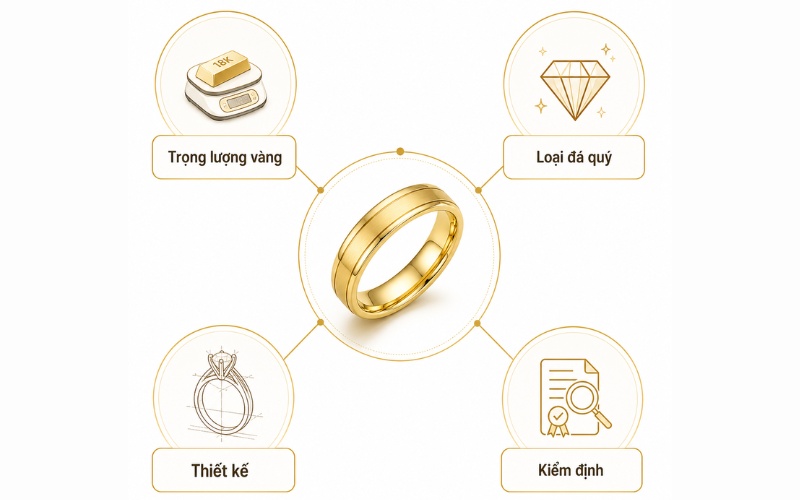 4 yếu tố quyết định giá nhẫn cầu hôn vàng 18K