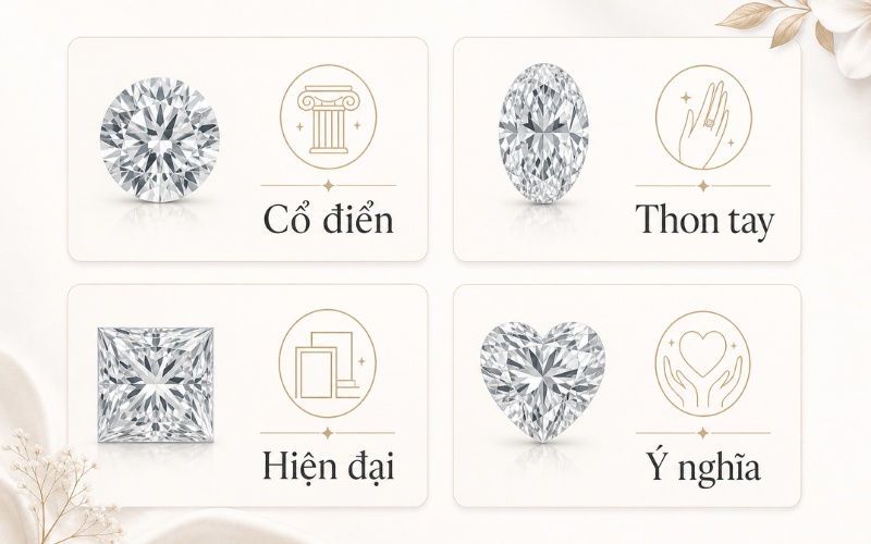 Cách chọn hình dáng kim cương theo phong cách