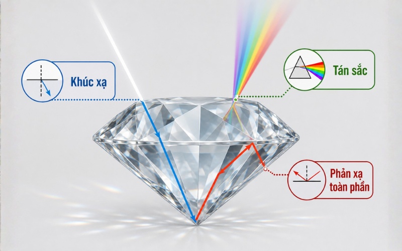 Phân biệt khúc xạ, phản xạ toàn phần và tán sắc
