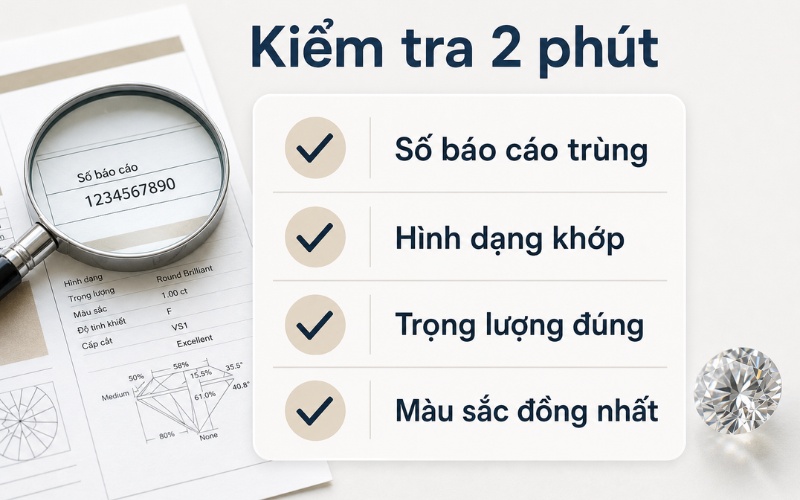 Checklist đối chiếu giấy kiểm định GIA
