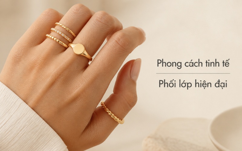 Mẫu nhẫn nữ đẹp phong cách cá tính nhẹ