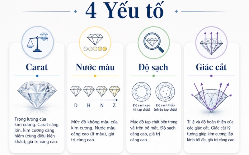 Têu chuẩn 4Cs định giá kim cương 12 ly