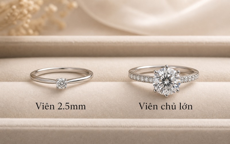 Kim cương 2.5 ly thường được ứng dụng làm kim cương tấm hoặc viên chủ nhỏ