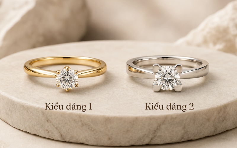 Nhẫn cưới kim cương 3ly6 với nhiều kiểu ổ nhẫn khác nhau