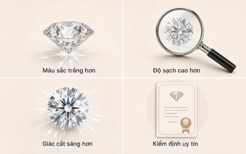 Các yếu tố ảnh hưởng đến giá viên kim cương 3 ly