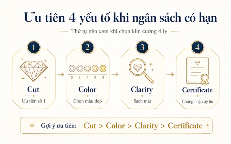 Các yếu tố cần cân nhắc khi chọn kim cương 4 ly