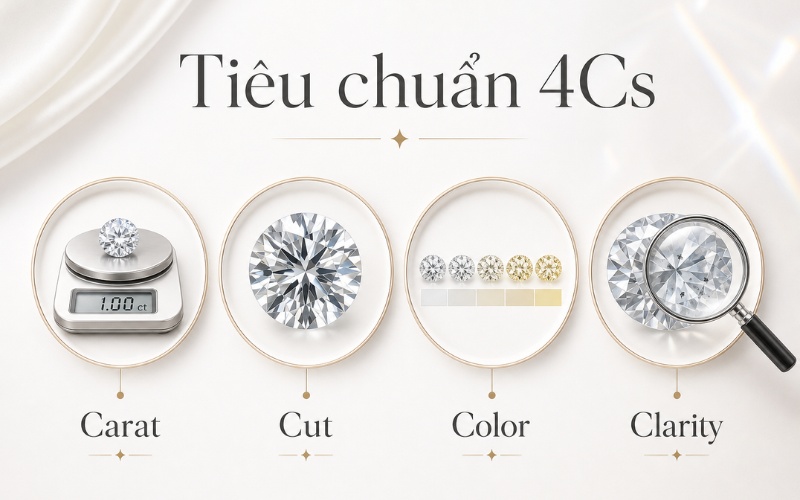 Tiêu chuẩn 4Cs khi chọn kim cương 4ly5