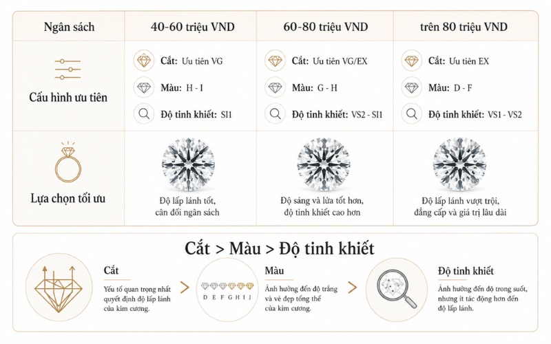 Hướng dẫn chọn kim cương 5 ly theo ngân sách