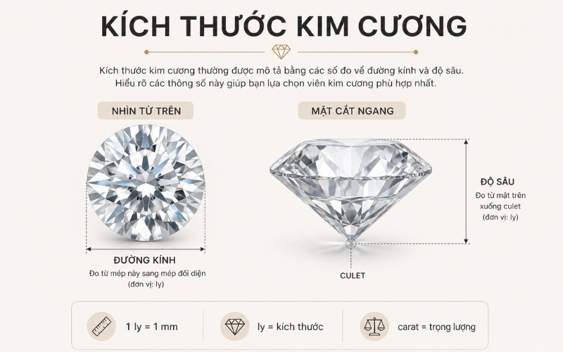 Kích thước của viên kim cương