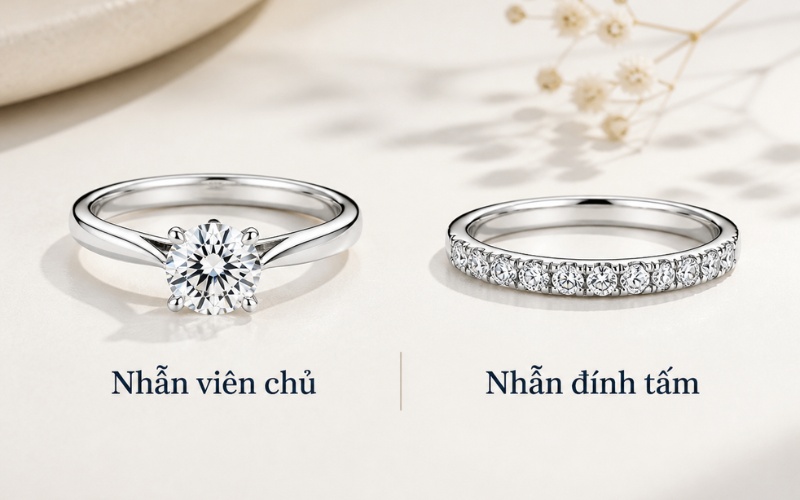 Nhẫn cầu hôn có giấy kiểm định cho viên chủ